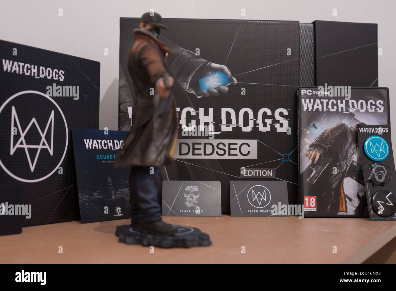 Watch Dogs - Jeu vidéo cas boîtes figurine Banque D'Images