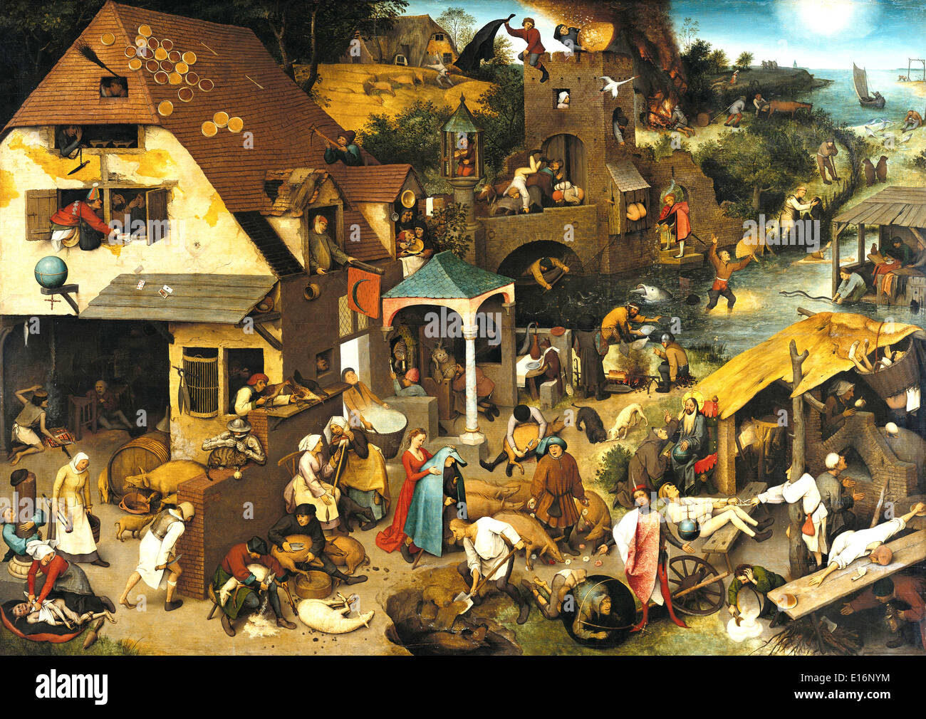 Les Proverbes néerlandais par Pieter Bruegel l'ancien, 1559 Banque D'Images