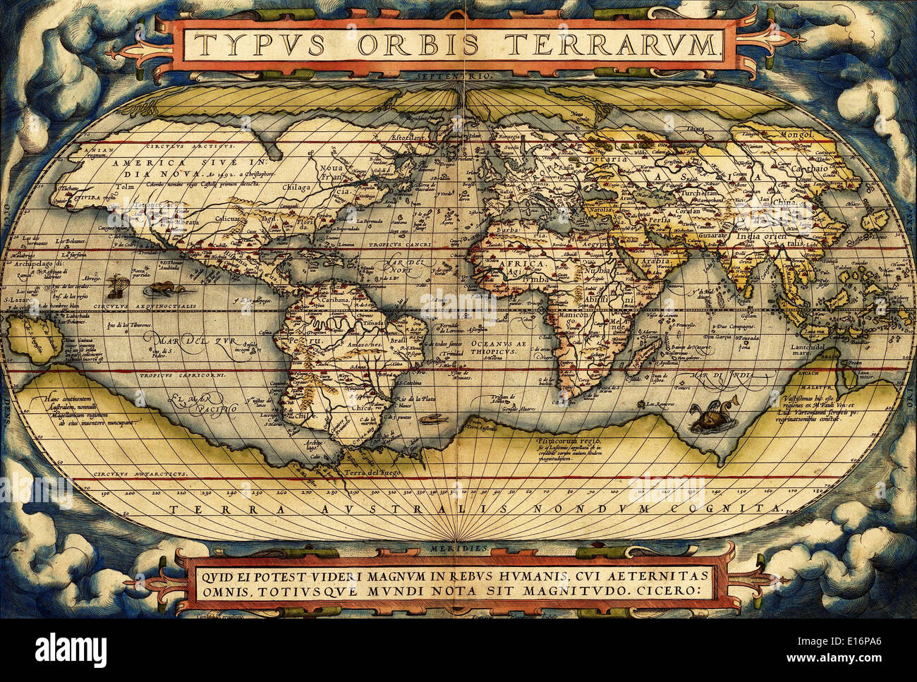 Carte du monde Ortelius 'Typvs Orbis Terrarvm", 1570 Banque D'Images