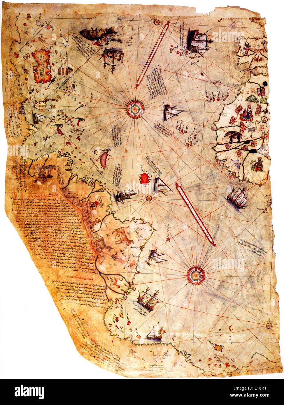 Carte du monde - par l'amiral Ottoman Piri Reis, 1513 Banque D'Images