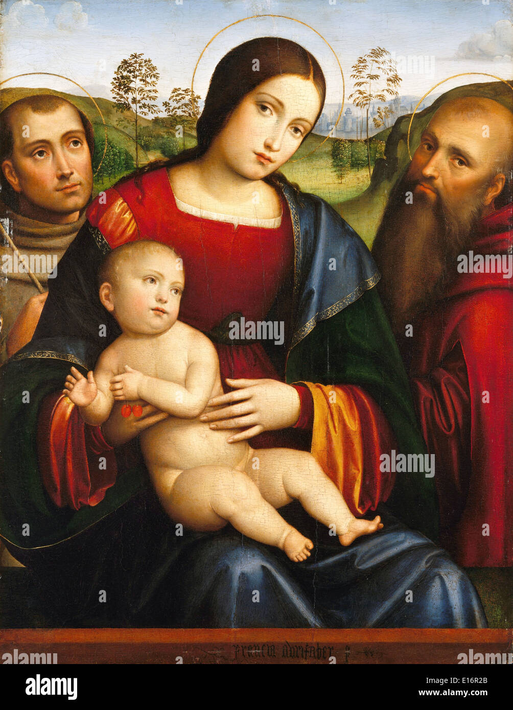 La Madone et l'enfant avec les saints François et Jérôme par Francesco Francia Banque D'Images