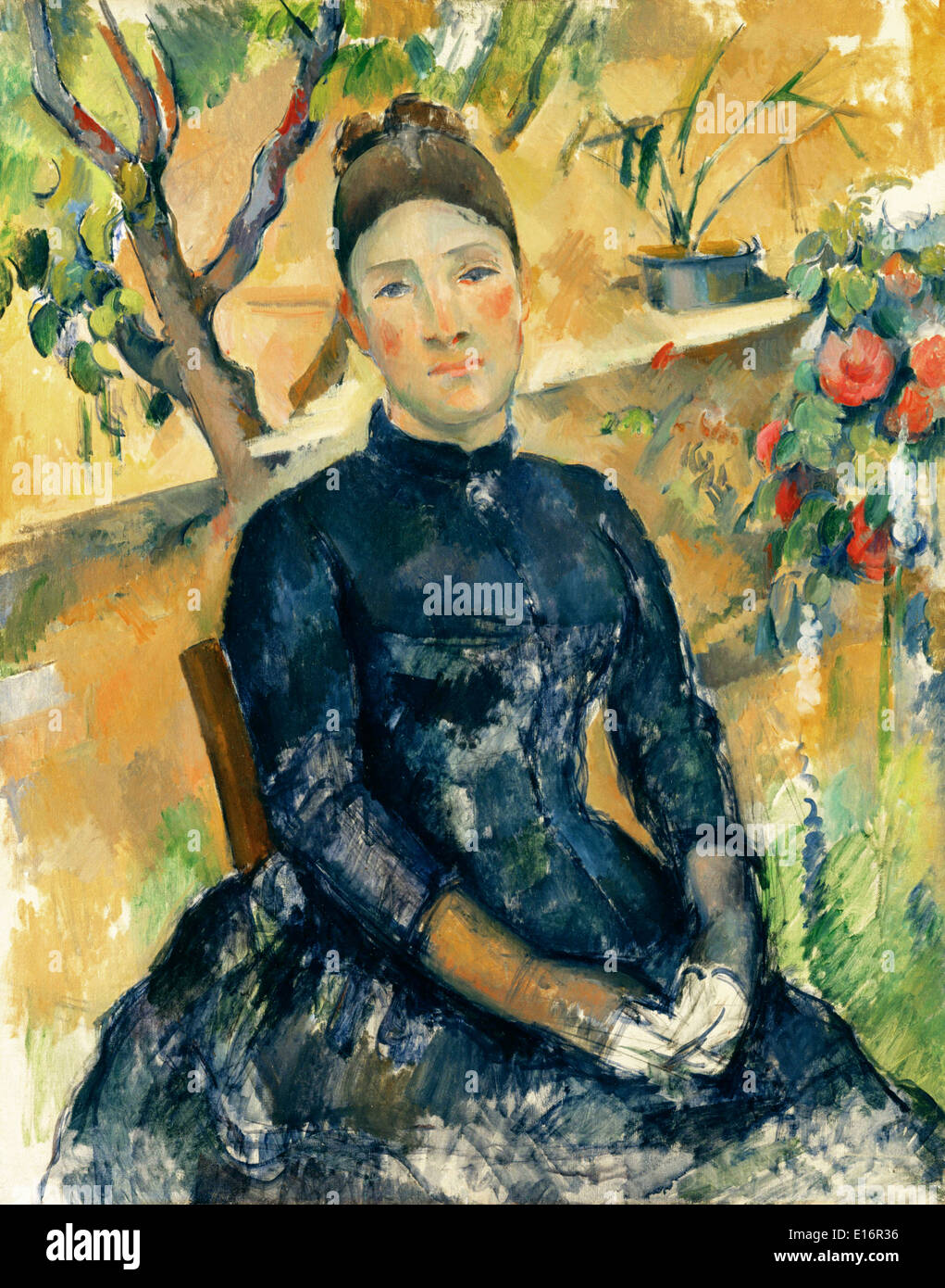 Madame Cézanne (Hortense Fiquet) dans la véranda, 1891 par Paul Cézanne Banque D'Images