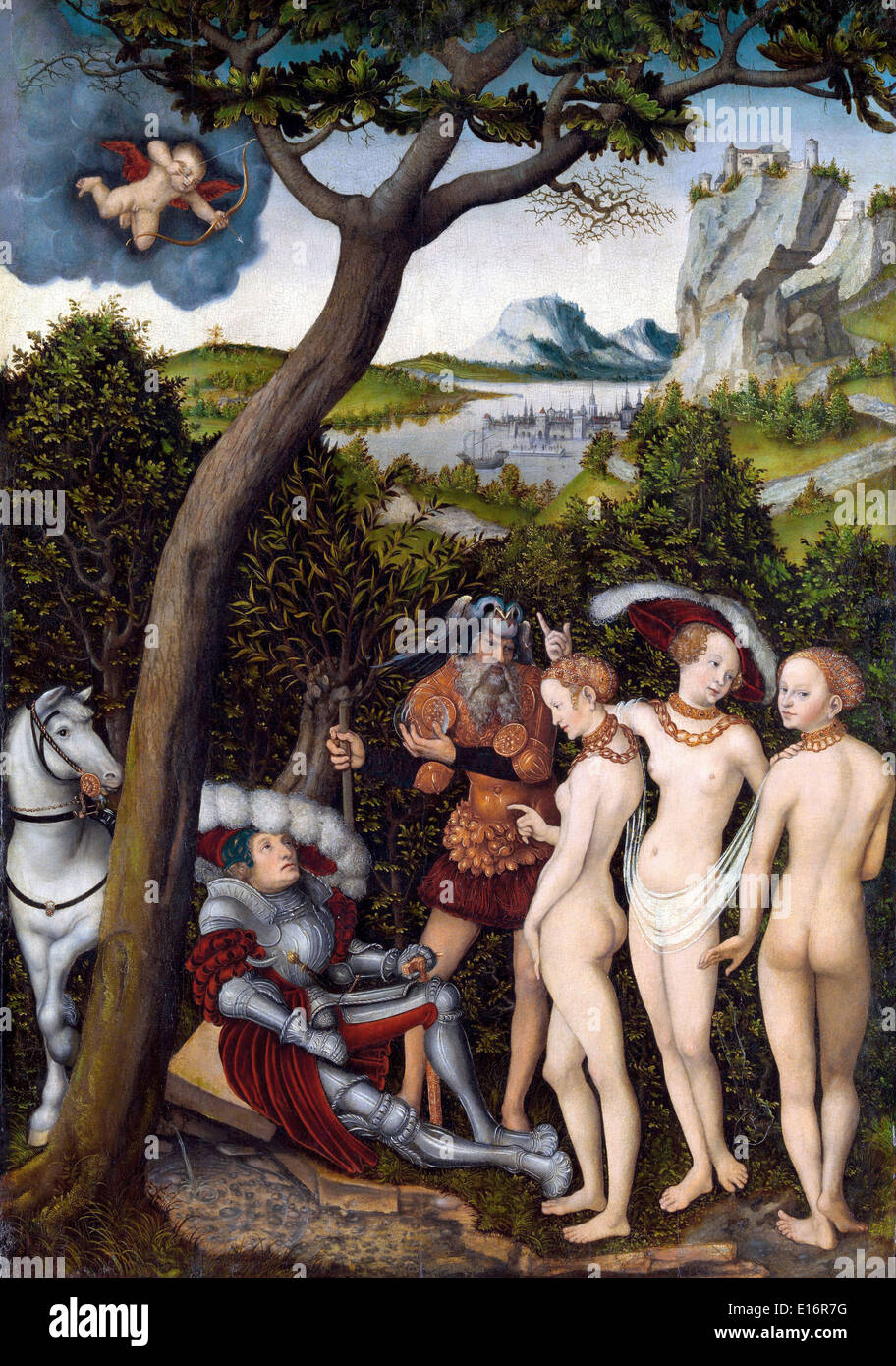 Le jugement de Paris par Lucas Cranach le Vieux, 1528 Banque D'Images