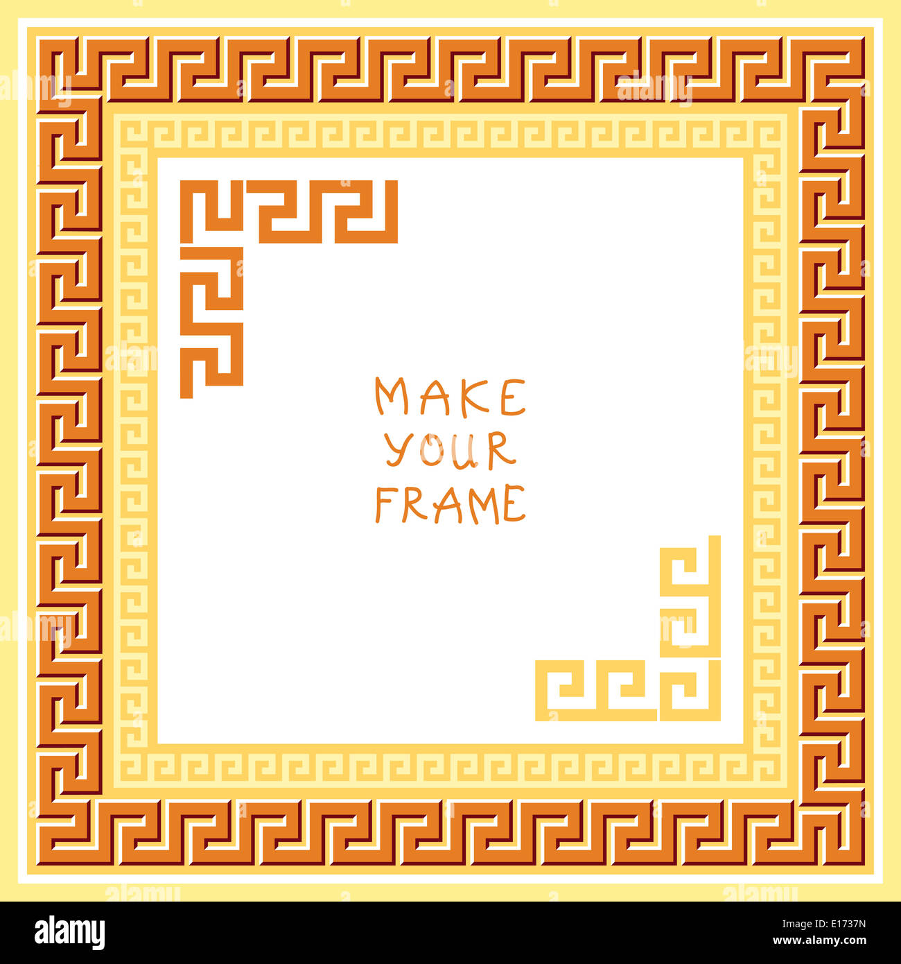 Châssis avec vintage traditionnel grec ornement carré doré (méandre) Banque D'Images