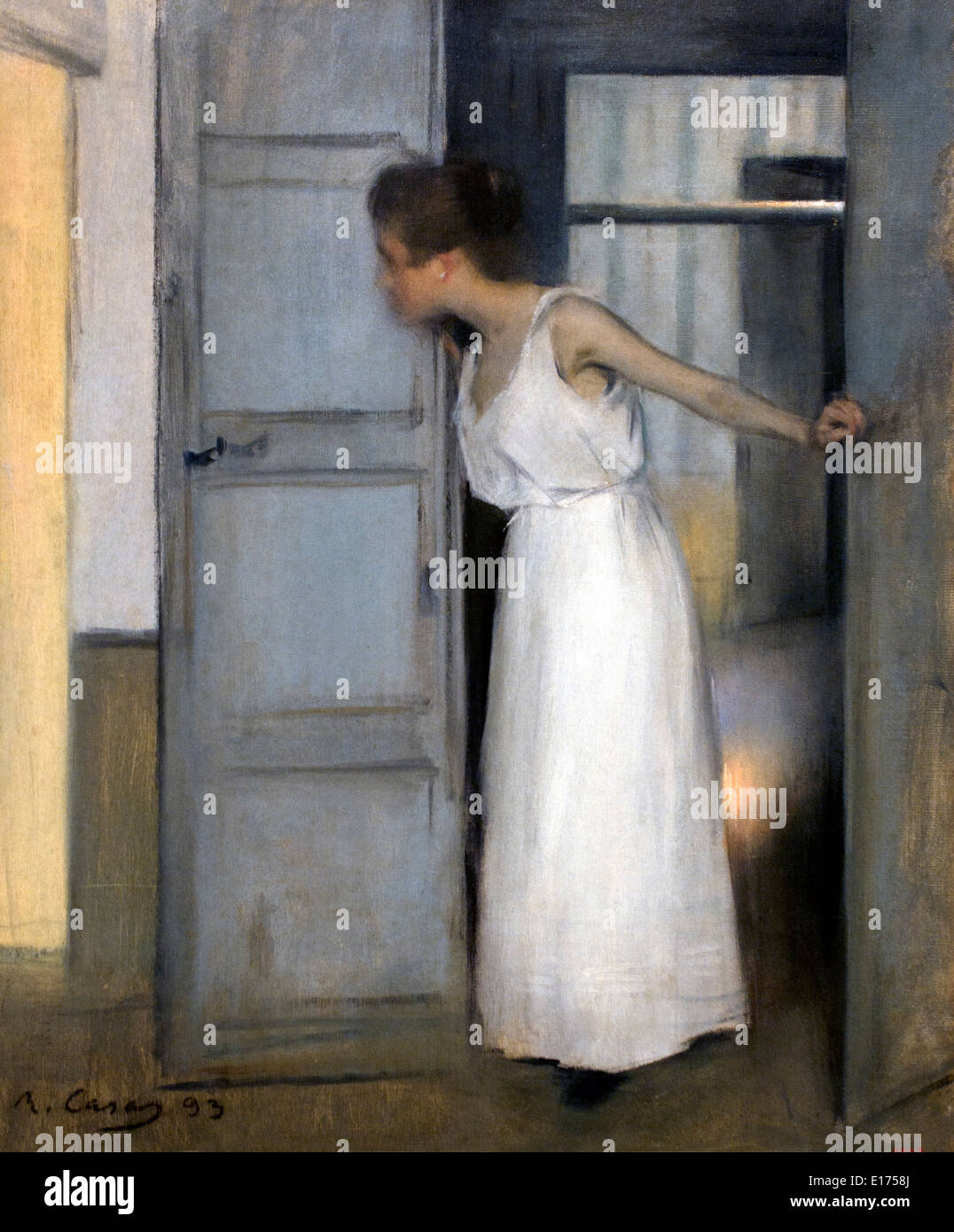 L'été (l'étude) ou Primero pasarás sobre mi cadáver (sur mon corps mort) 1893 Ramon Casas Espagnol Espagne 1866-1932 Banque D'Images