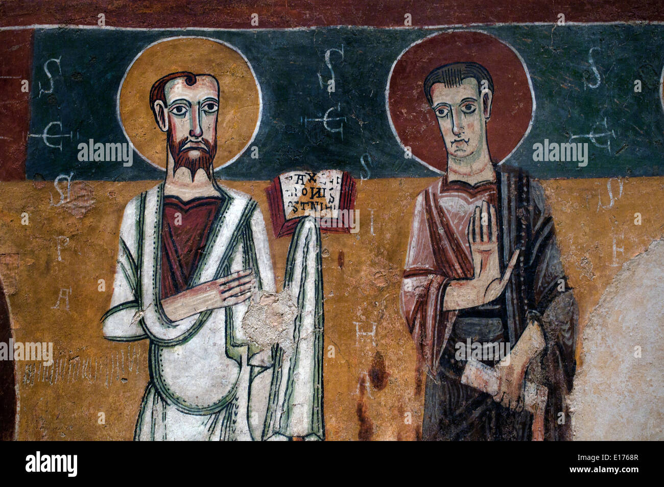 Apôtres de Catalunya Argolell Romane médiévale église de Santa Eugènia d'Argolell Valls de Valira, Alt Urgell Fresco Espagne Banque D'Images