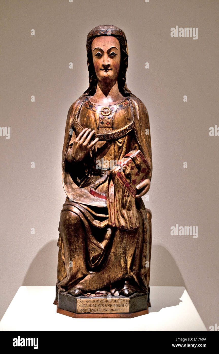 Saint 1300 Saint Bertrand de Cominges group ( ) en bois sculpté Art gothique médiéval Espagnol Espagne Banque D'Images