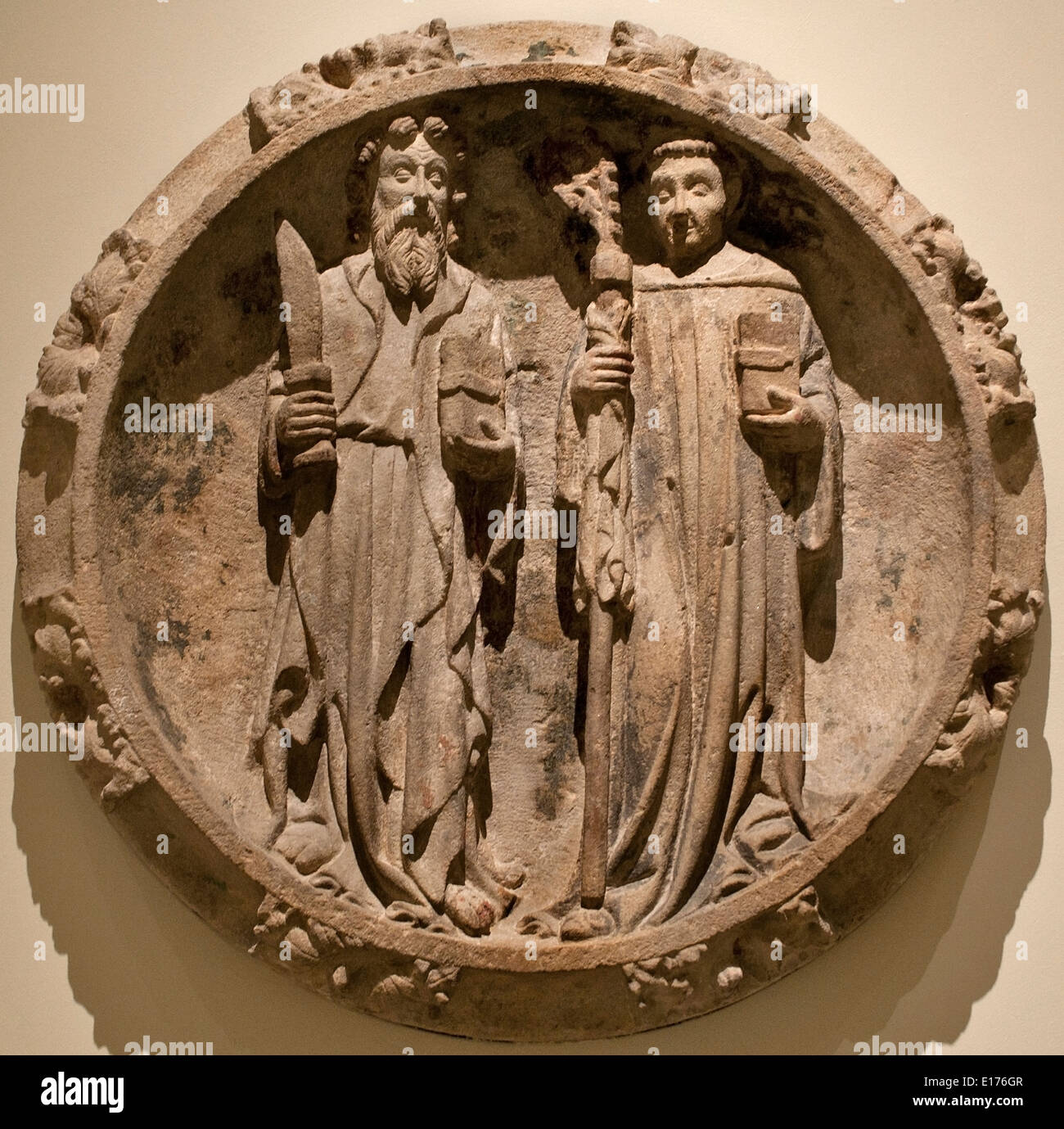 Sant Bartomeu en sant abat - Saint Barthélémy et Saint Père 14e siècle Jordi de Deu Espagnol Espagne 1363-1418 Banque D'Images
