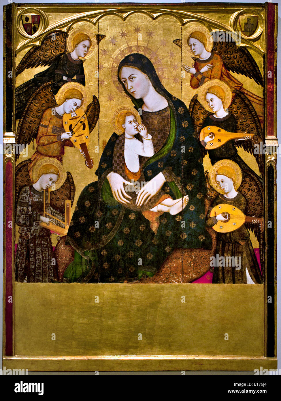 Vierge allaitant l'enfant ( Albarracín cathedralTeruel ) Llorenç Saragossà 1363-1406 L'art gothique médiéval Espagnol Espagne Banque D'Images