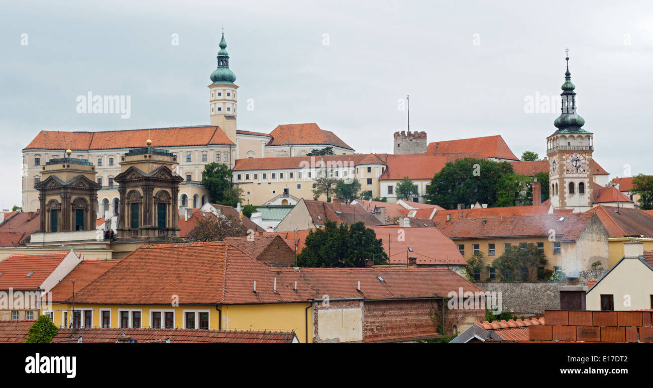 Mikulov Château et vieille ville, République Tchèque Banque D'Images