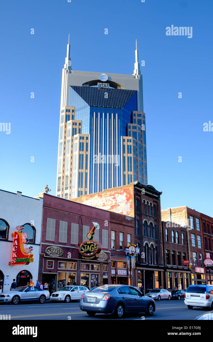 La rue Broadway au sud de Nashville, Tennessee Banque D'Images