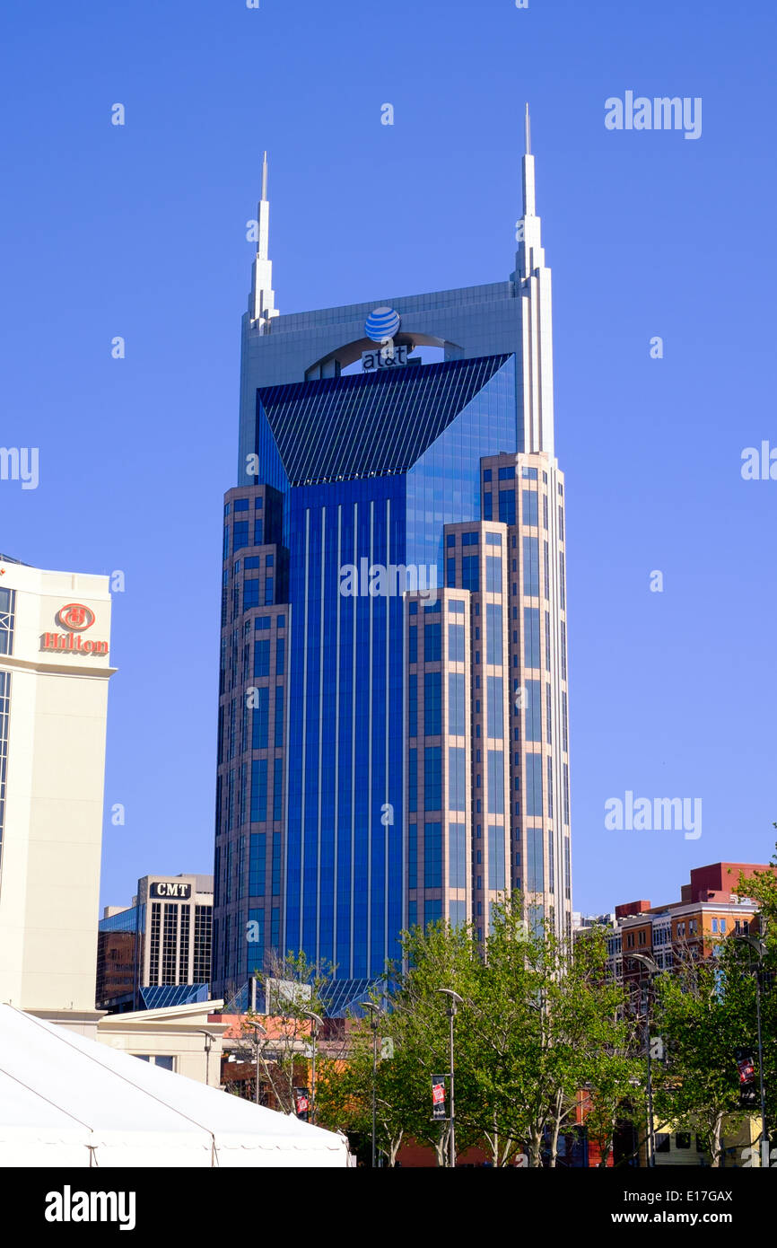 L'AT&T Building, connu familièrement sous le nom de l'immeuble Batman à Nashville, Tennessee Banque D'Images