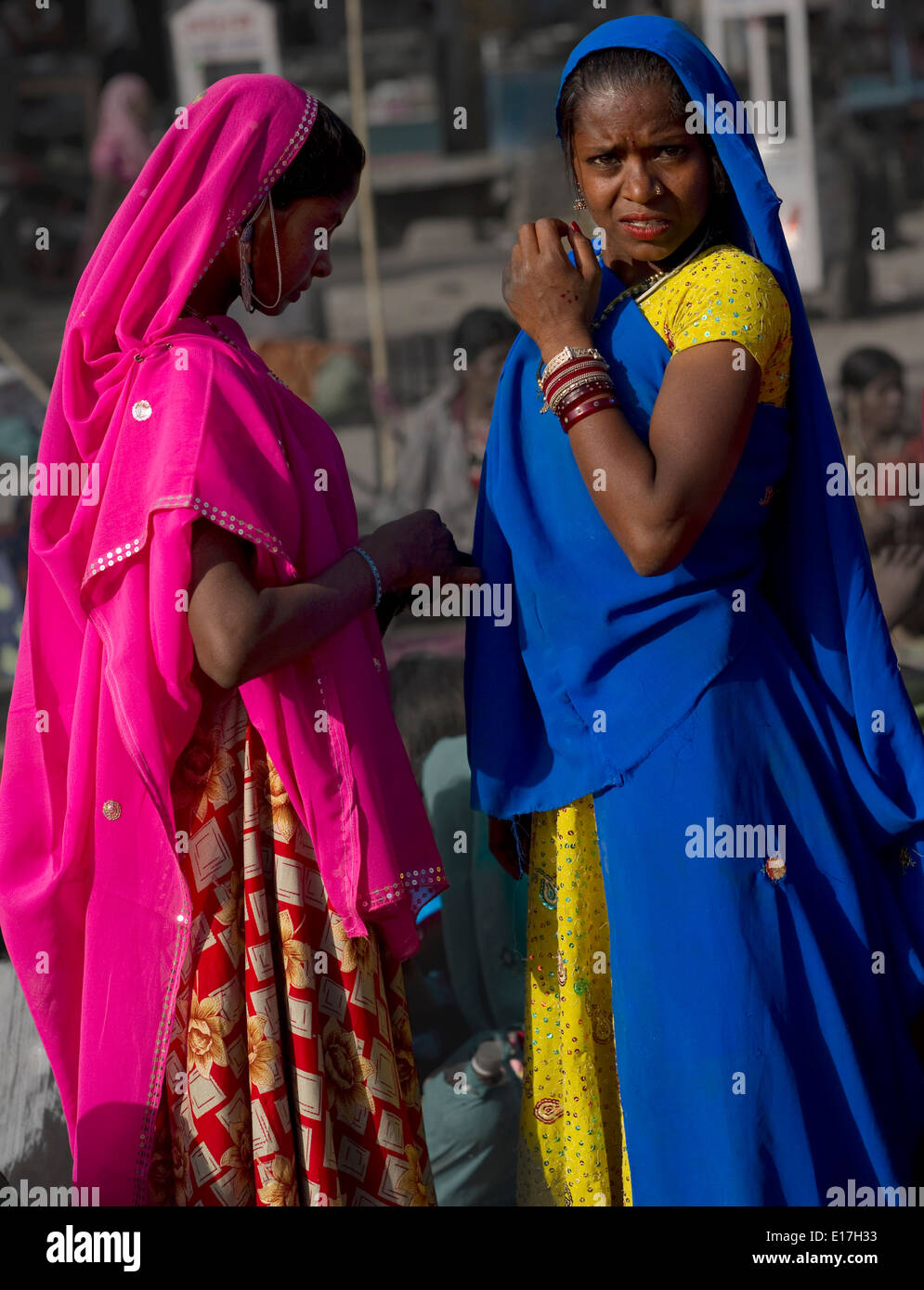 Portraits de filles tribales Rajasthan de la tribu Garasia à la foire de Gogunda Banque D'Images