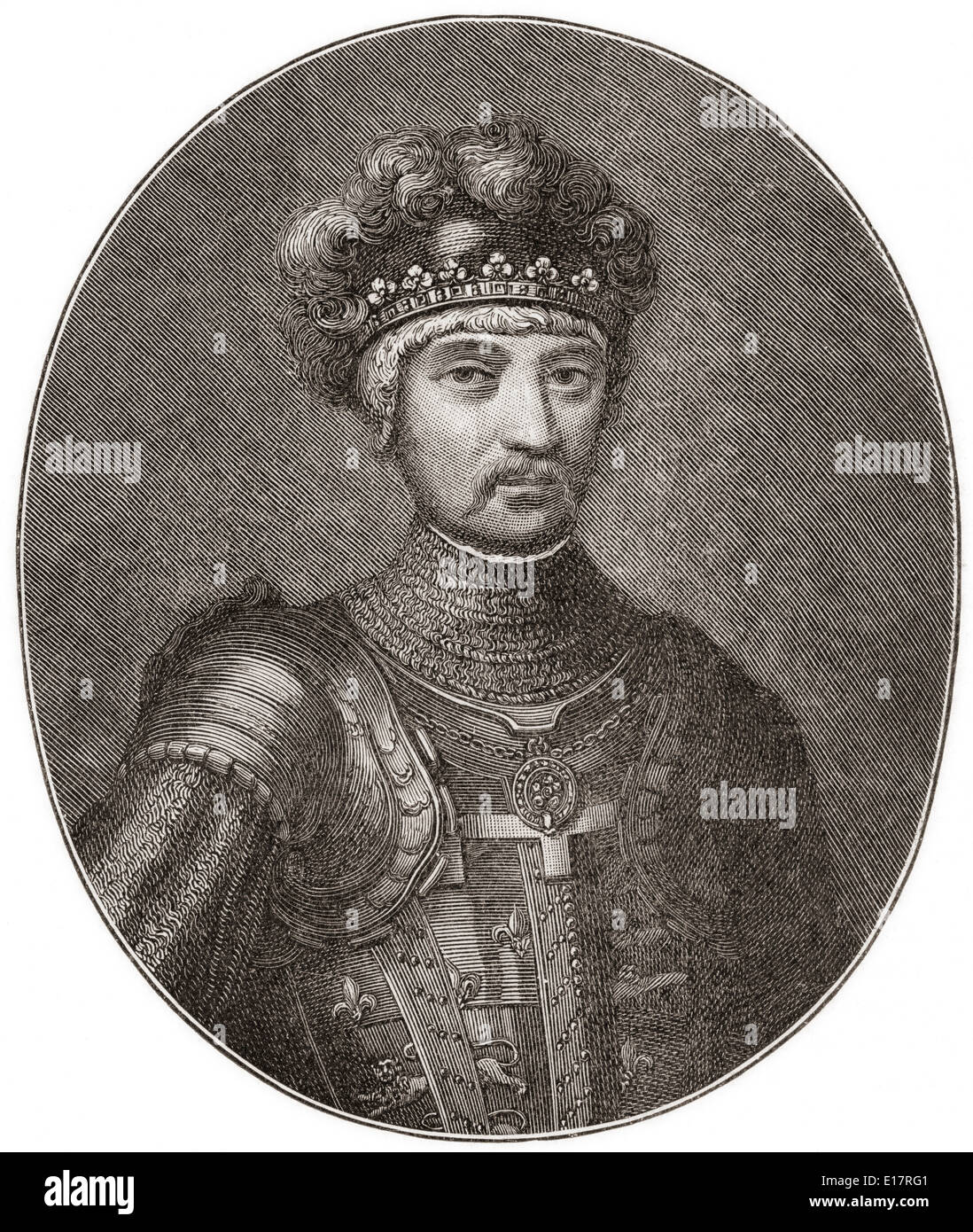 Le Prince Noir. Édouard de Woodstock, Prince de Galles, duc de Cornouailles, Prince d'Aquitaine, 1330 - 1376. Banque D'Images