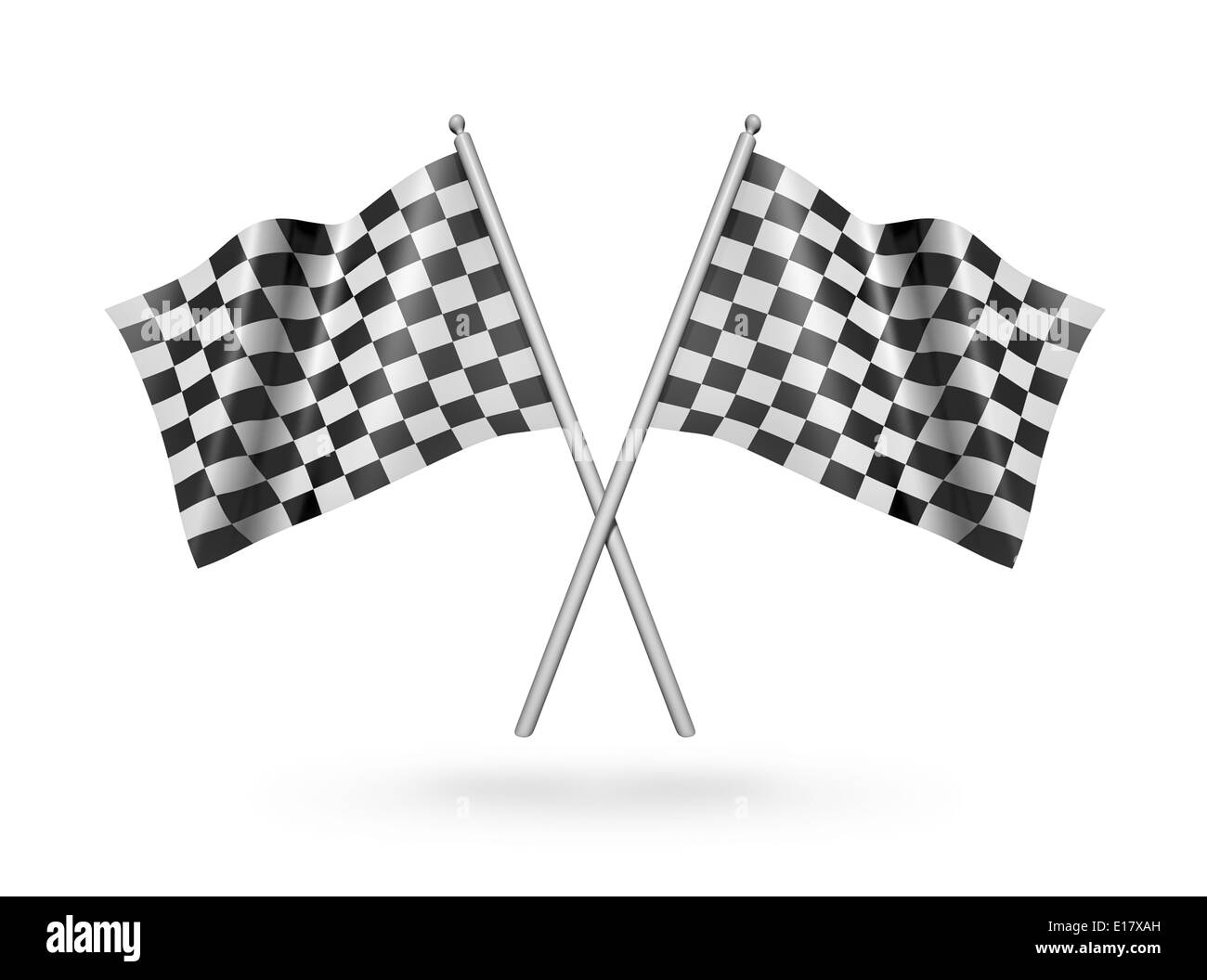 Checkered flags - course 3d illustration, isolé sur fond blanc Banque D'Images