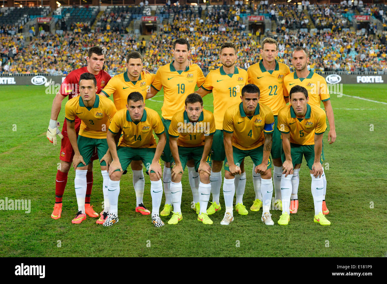 Sydney, Australie. 26 mai, 2014. Les Socceroos avant le match amical de la Coupe du Monde entre l'Australie et l'Afrique de l'ANZ Stadium, Sydney. Le match se termine par un nul 1-1. Credit : Action Plus Sport/Alamy Live News Banque D'Images