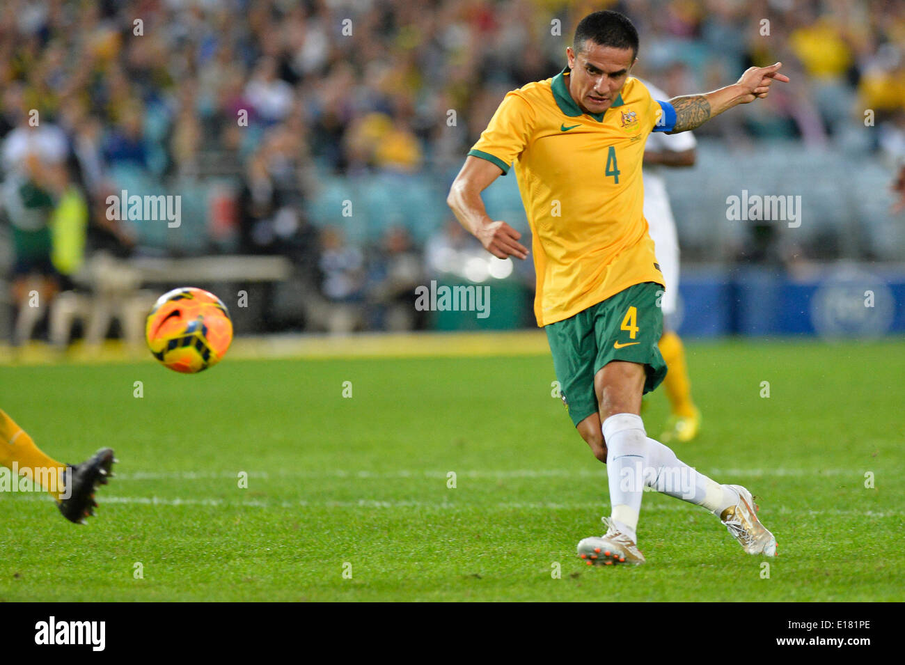 Sydney, Australie. 26 mai, 2014. Le Capitaine Tim Cahill Socceroos en action pendant la Coupe du monde d'avant match amical entre l'Australie et l'Afrique de l'ANZ Stadium, Sydney. Le match se termine par un nul 1-1. Credit : Action Plus Sport/Alamy Live News Banque D'Images