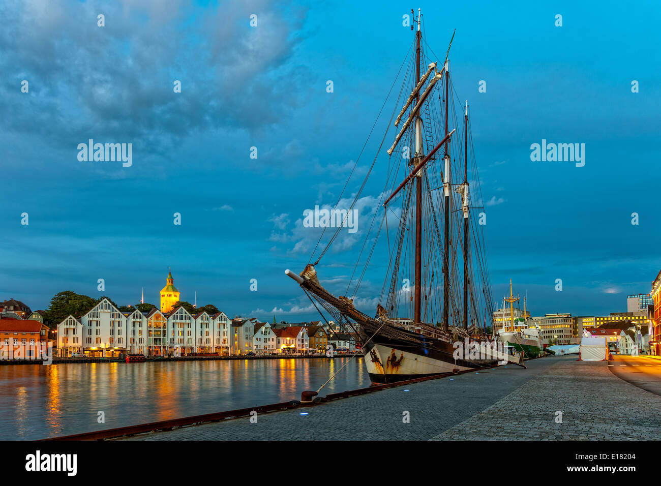 Quay dans la ville de Stavanger, Norvège. Banque D'Images
