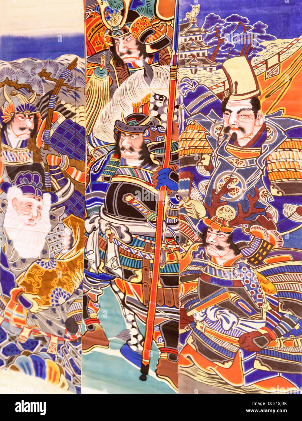 L'art de mur tapisserie Samouraï japonais Banque D'Images