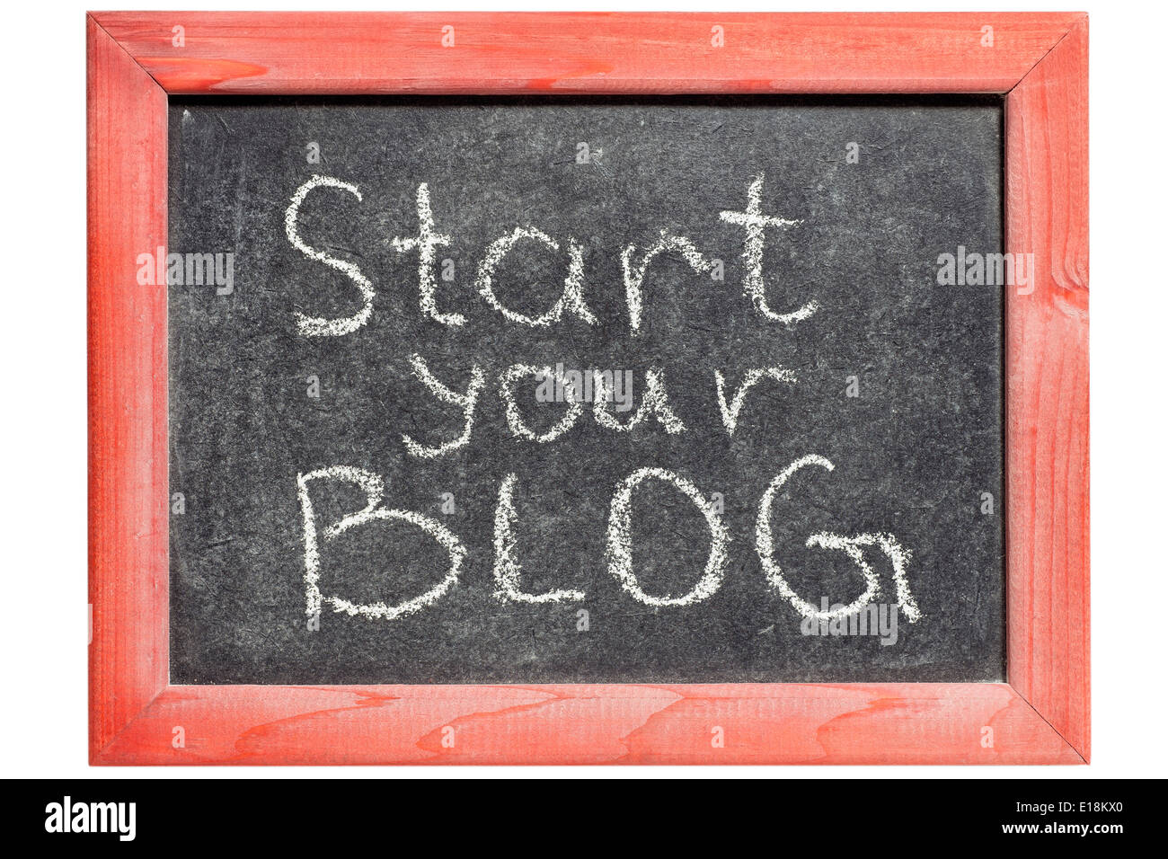 Commencer votre blog message rédigé à la main sur tableau noir vintage Banque D'Images