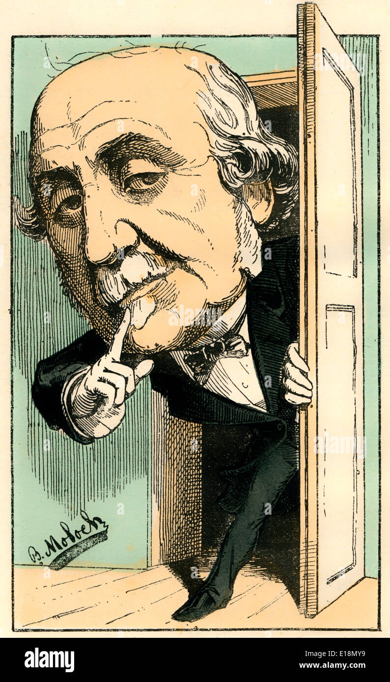 Jacques-Victor-Albert, 4e duc de Broglie, 1821 - 1901, un homme politique monarchiste français, , la caricature politique, en 1882, par philippe Banque D'Images