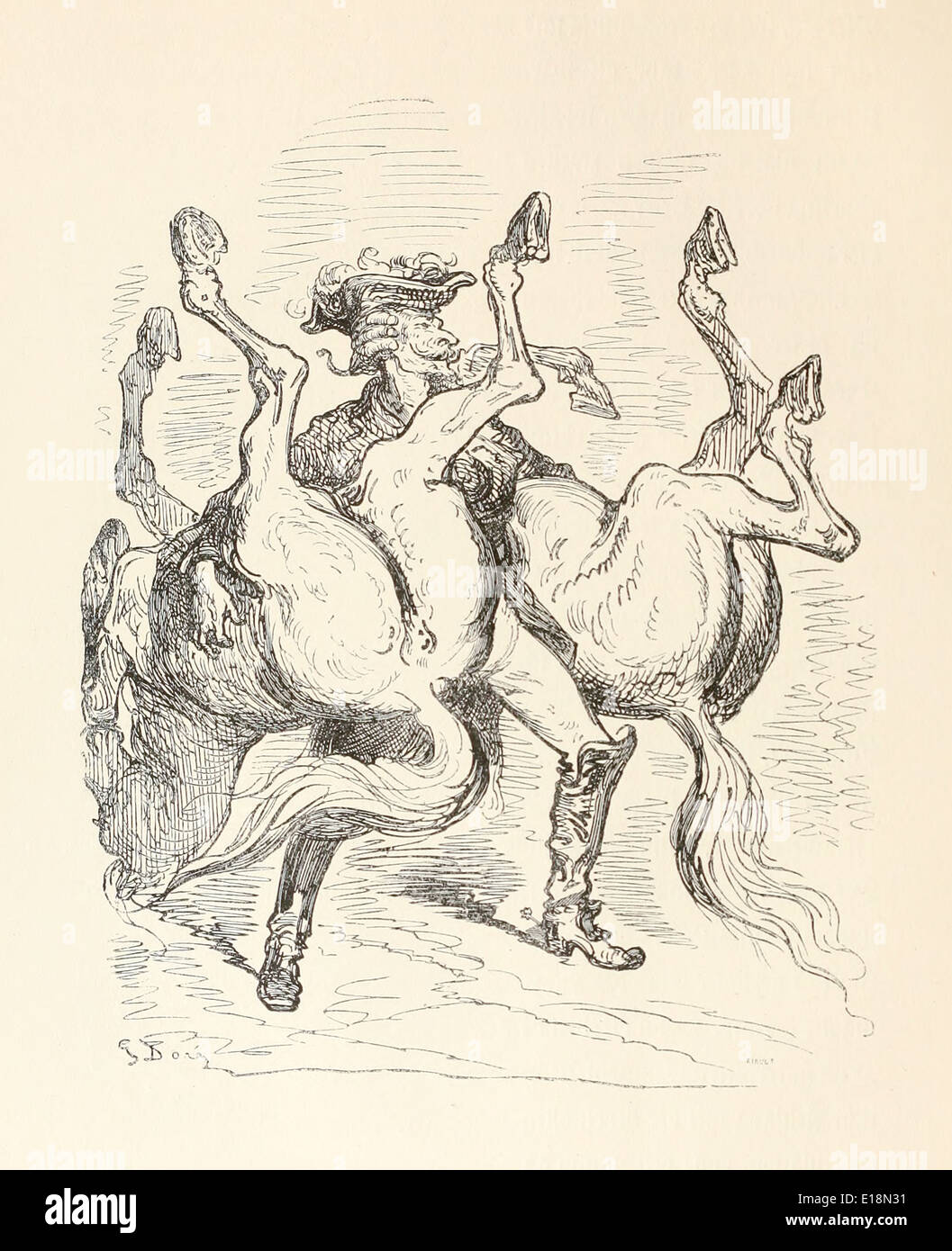 Paul Gustave Doré (1832-1883) illustration de 'Les Aventures du Baron Munchausen' par Rudoph Raspe publié en 1862. Banque D'Images