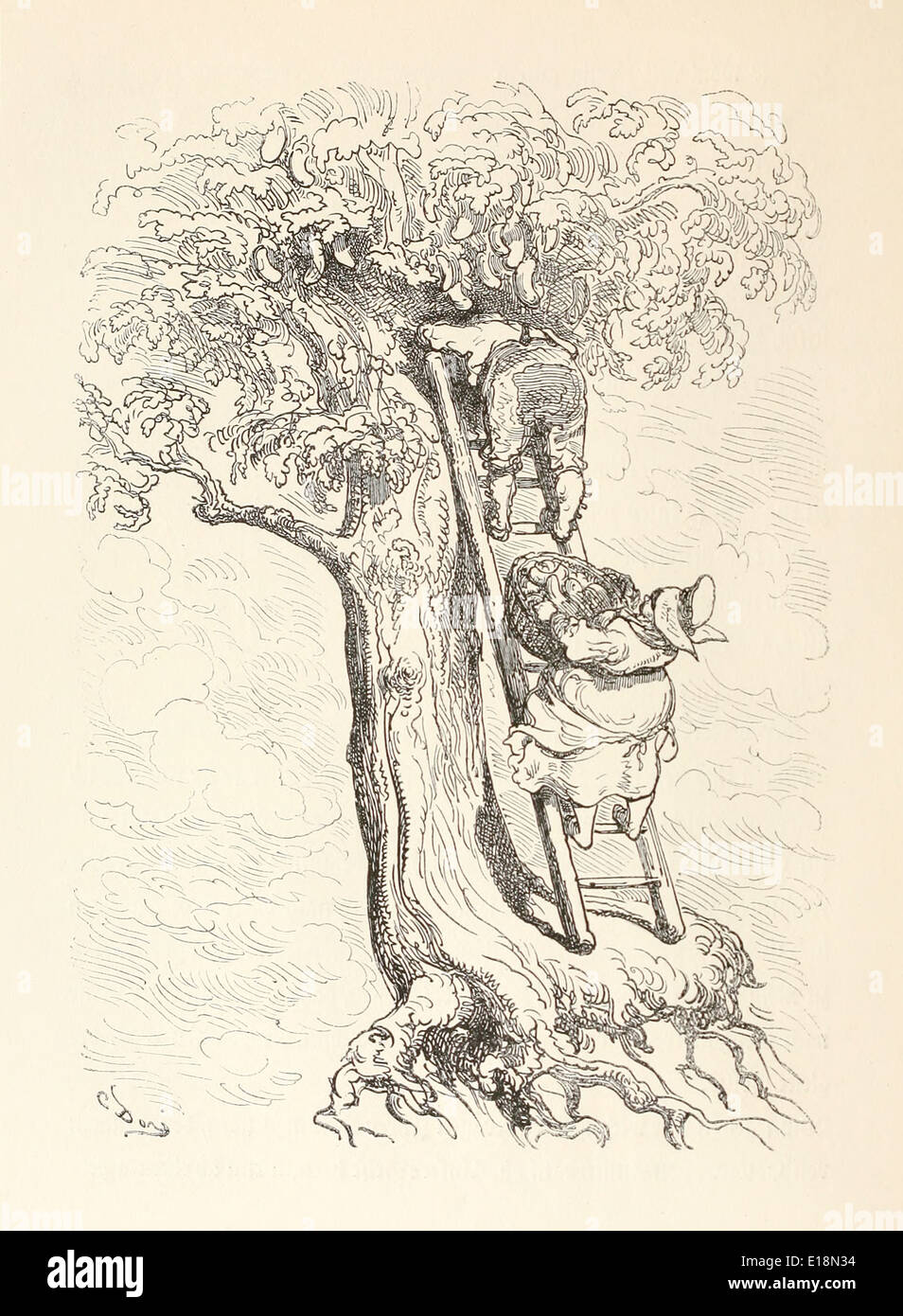 Paul Gustave Doré (1832-1883) illustration de 'Les Aventures du Baron Munchausen' par Rudoph Raspe publié en 1862. De bain Banque D'Images