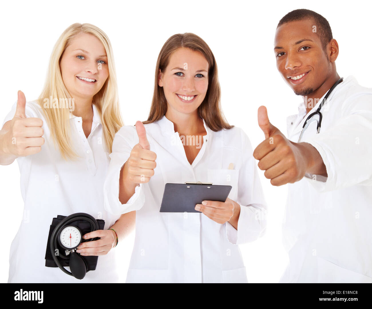 L'équipe médicale showing Thumbs up Banque D'Images