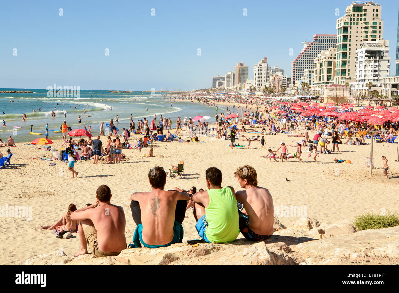 L'horizon et plage de Tel Aviv, Israël à l'Amérique Banque D'Images