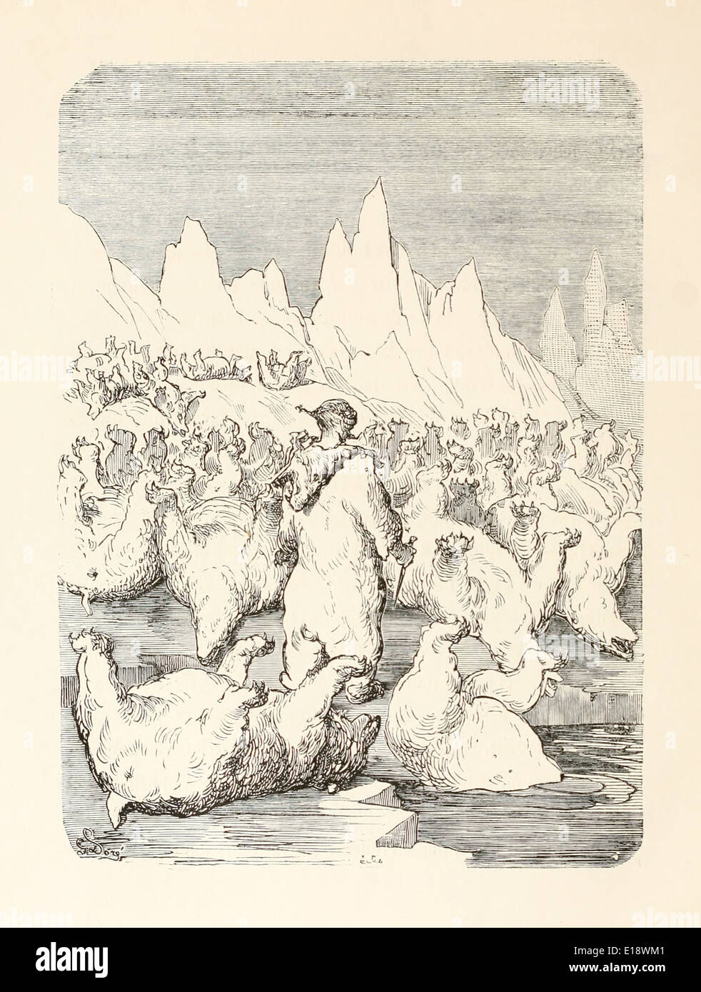 Paul Gustave Doré (1832-1883) illustration de 'Les Aventures du Baron Munchausen' par Rudoph Raspe publié en 1862. Bear Banque D'Images