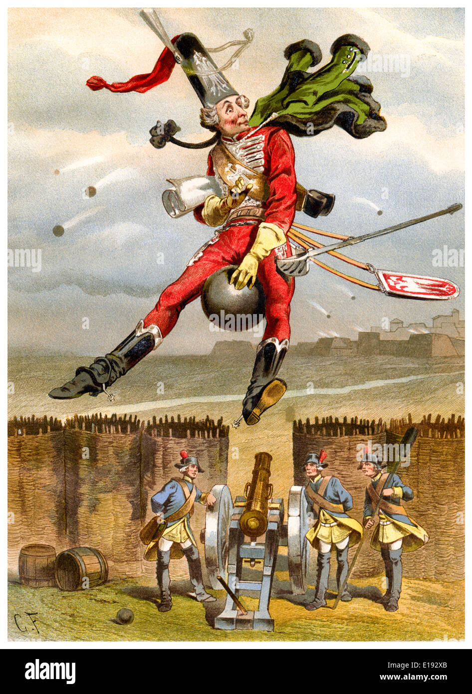 Gottfried Franz (1846-1905) illustration de 'les voyages et aventures du Baron de Munchausen" par Rudoph Raspe publié en 1895 Banque D'Images