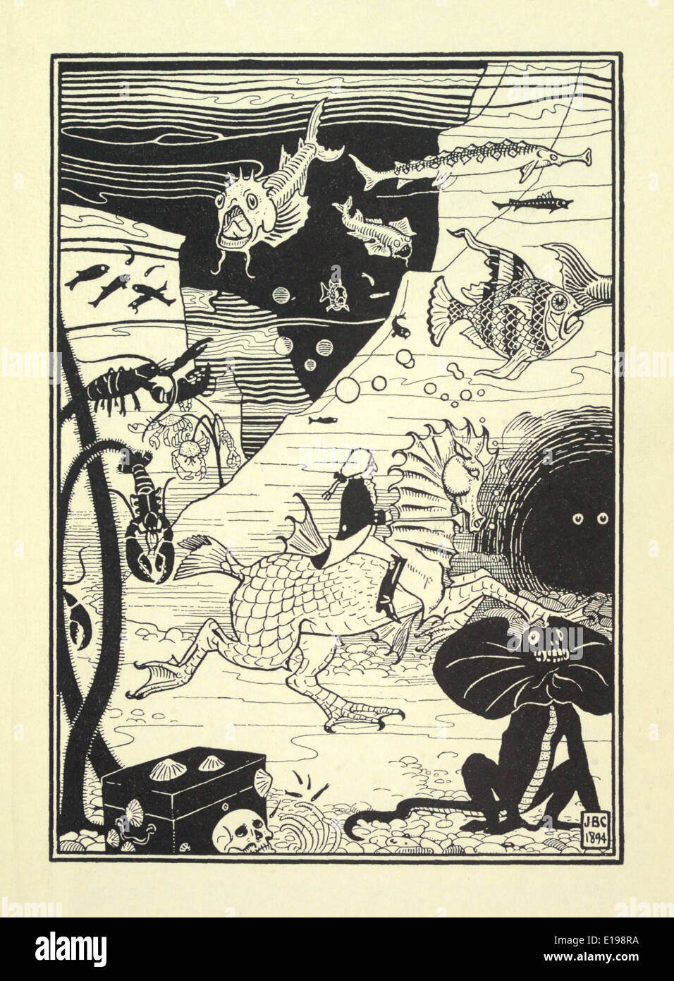 J. B. Clark illustration de 'Les Aventures surprenantes de Baron Munchausen' par Rudoph Raspe publié en 1895. Poisson Banque D'Images