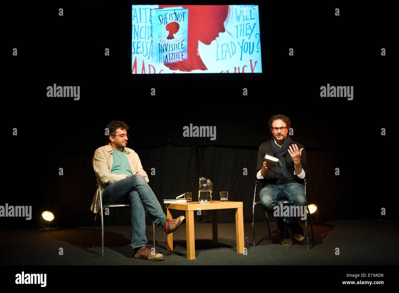 Marcus Sedgwick pour l'auteur et illustrateur parlant à Hay Festival 2014 ©Jeff Morgan Banque D'Images