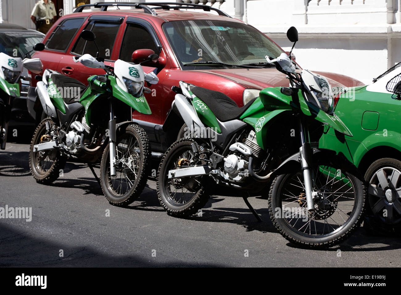 Les motos Honda de carabiniers, de la police nationale du Chili Santiago du Chili Banque D'Images
