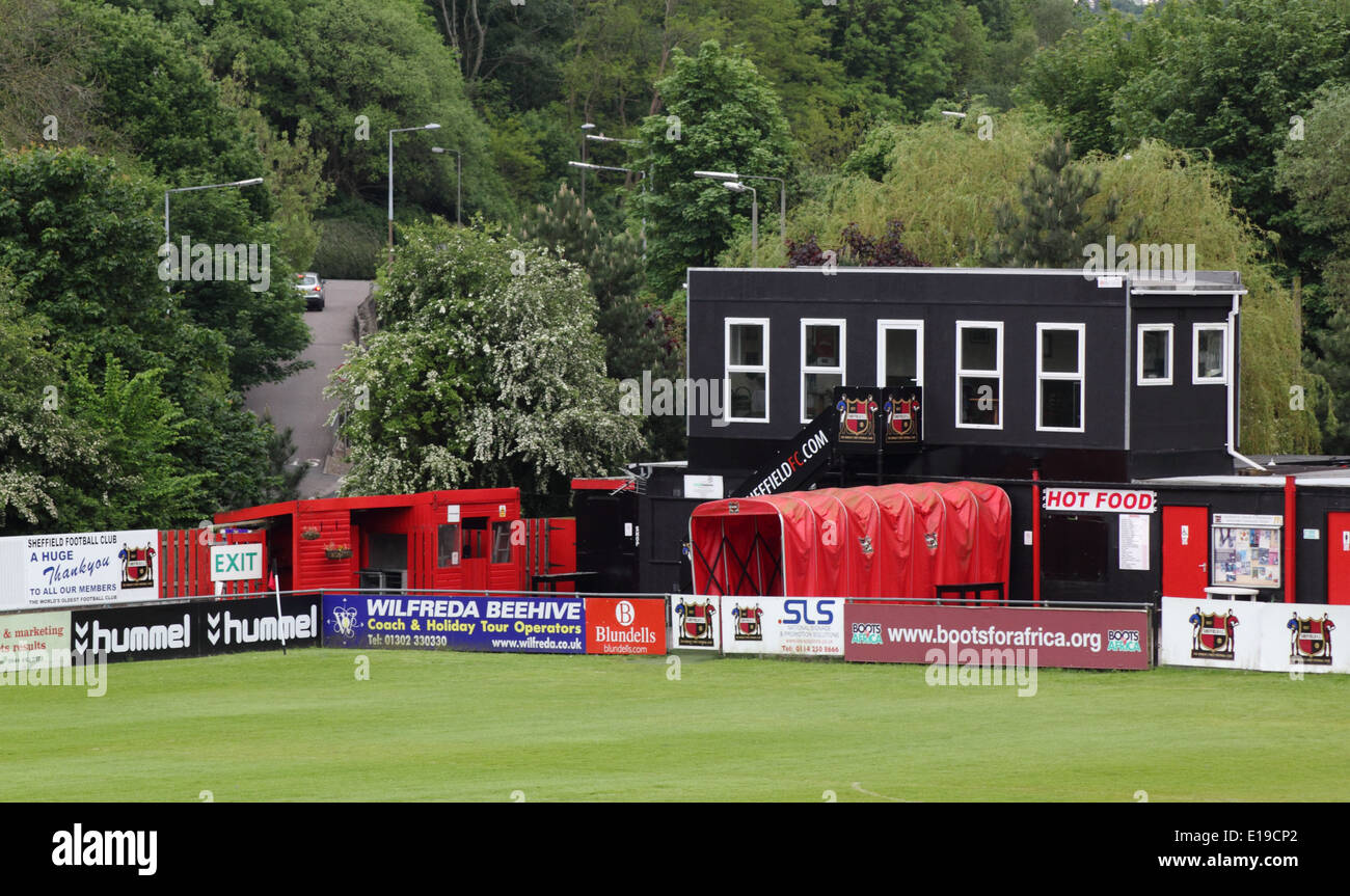 Tunnel des joueurs sur le terrain de Sheffield Football Club, le premier club de football, Derbyshire, Angleterre, Royaume-Uni. Banque D'Images