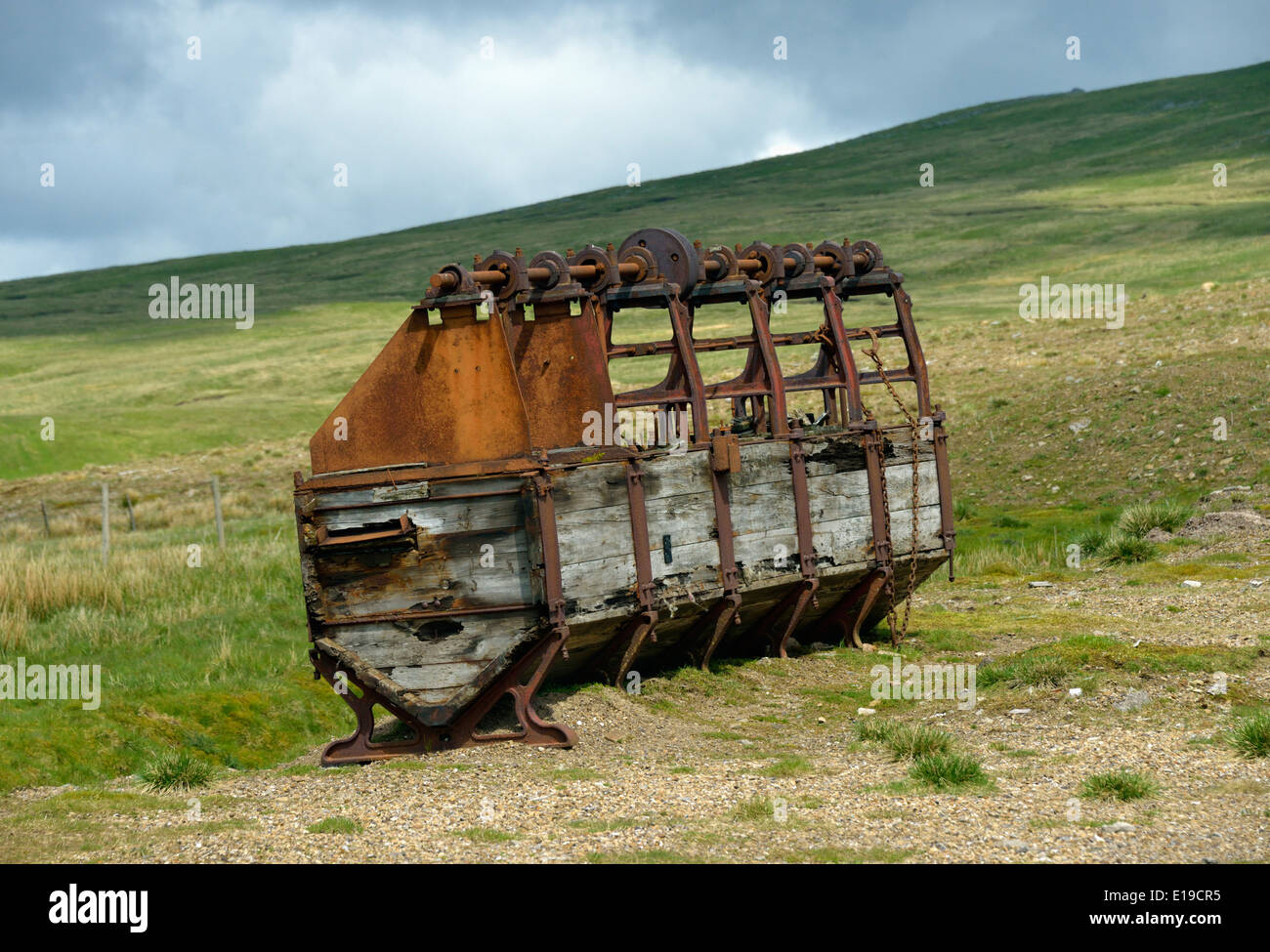 Usine de broyage abandonnés Mine Silverband, Great Dun Fell, Milburn Forêt, Cumbria, Angleterre, Royaume-Uni, Europe. Banque D'Images