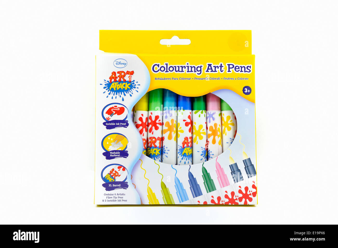 Une boîte de feutres à colorier Art Attack Banque D'Images