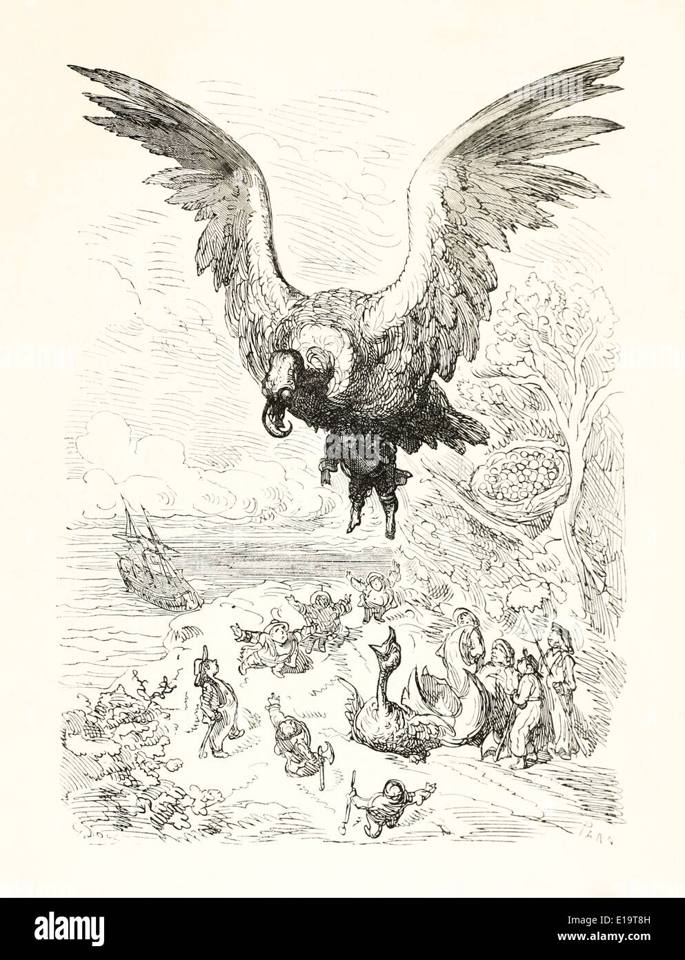 Paul Gustave Doré (1832-1883) illustration de 'Les Aventures du Baron Munchausen' par Rudoph Raspe publié en 1862. Banque D'Images