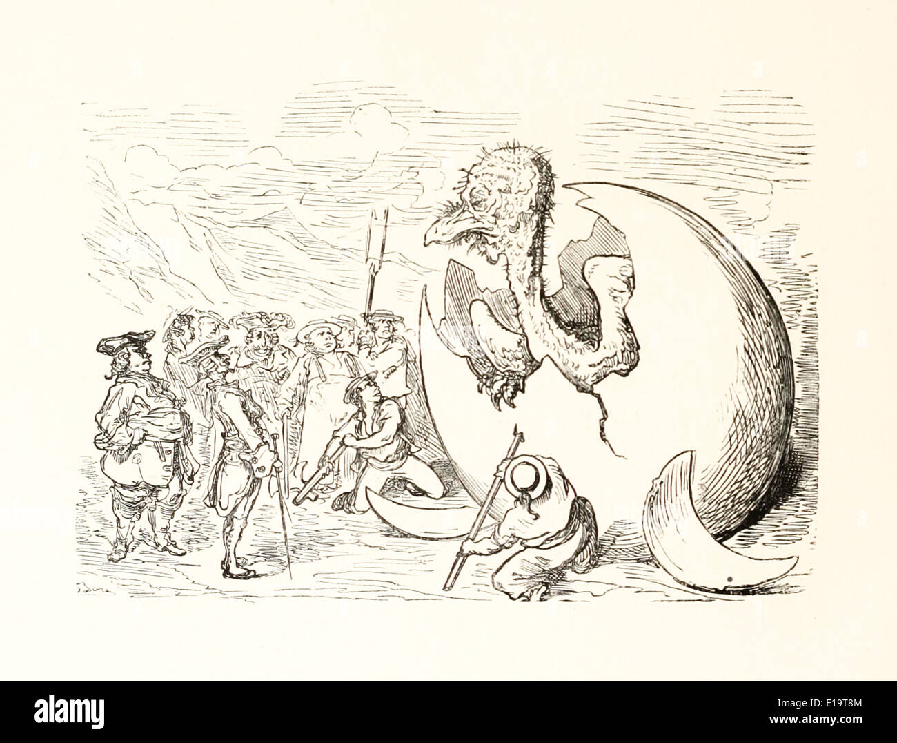 Paul Gustave Doré (1832-1883) illustration de 'Les Aventures du Baron Munchausen' par Rudoph Raspe publié en 1862. Egg Banque D'Images