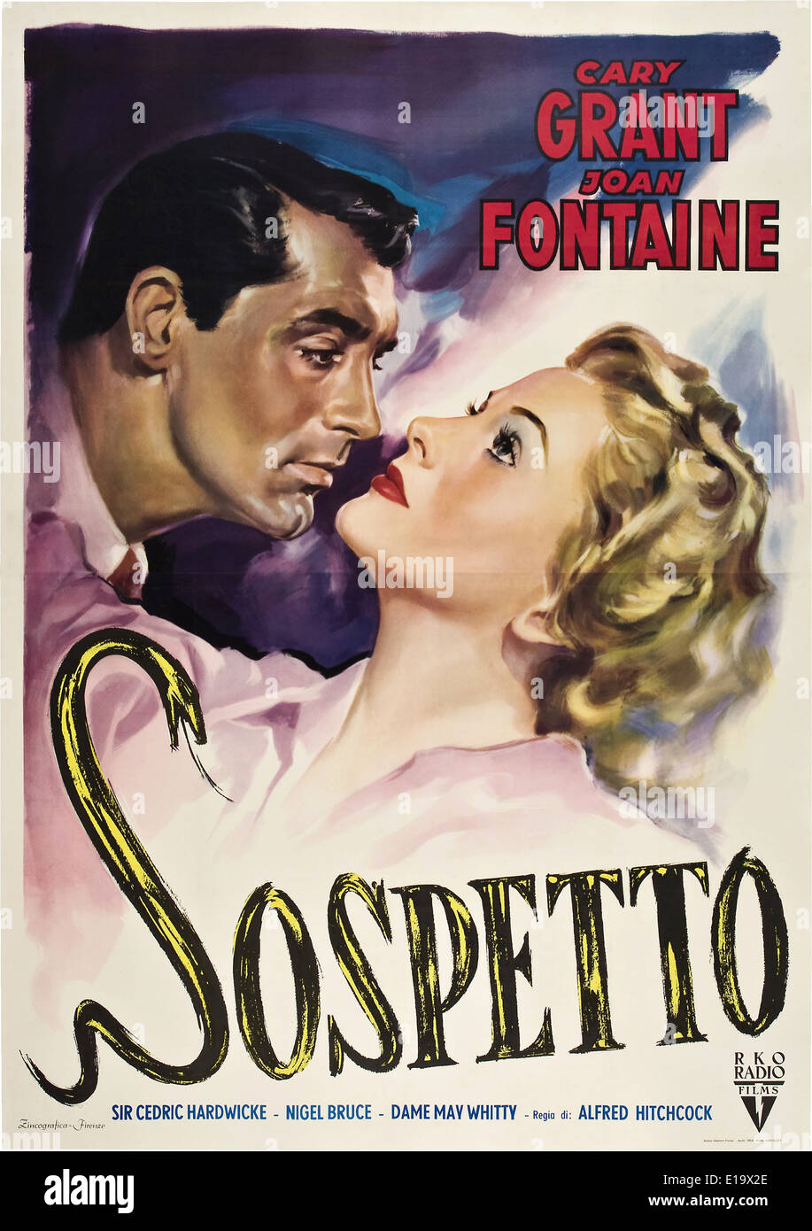 Suspicion - ' Sostetto « film Affiche - Réalisation : Alfred Hitchcock - 1941 - RKO Radio Pictures Banque D'Images