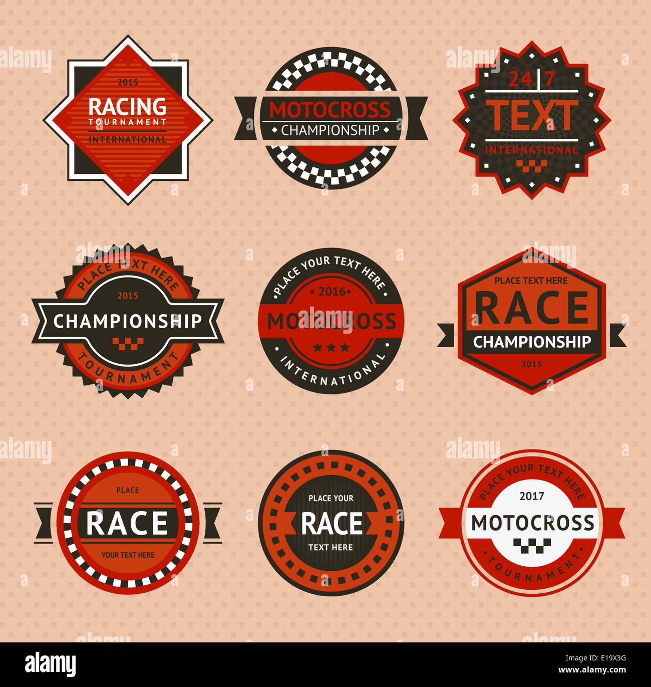 Badges de course - style vintage, vector illustration Illustration de Vecteur