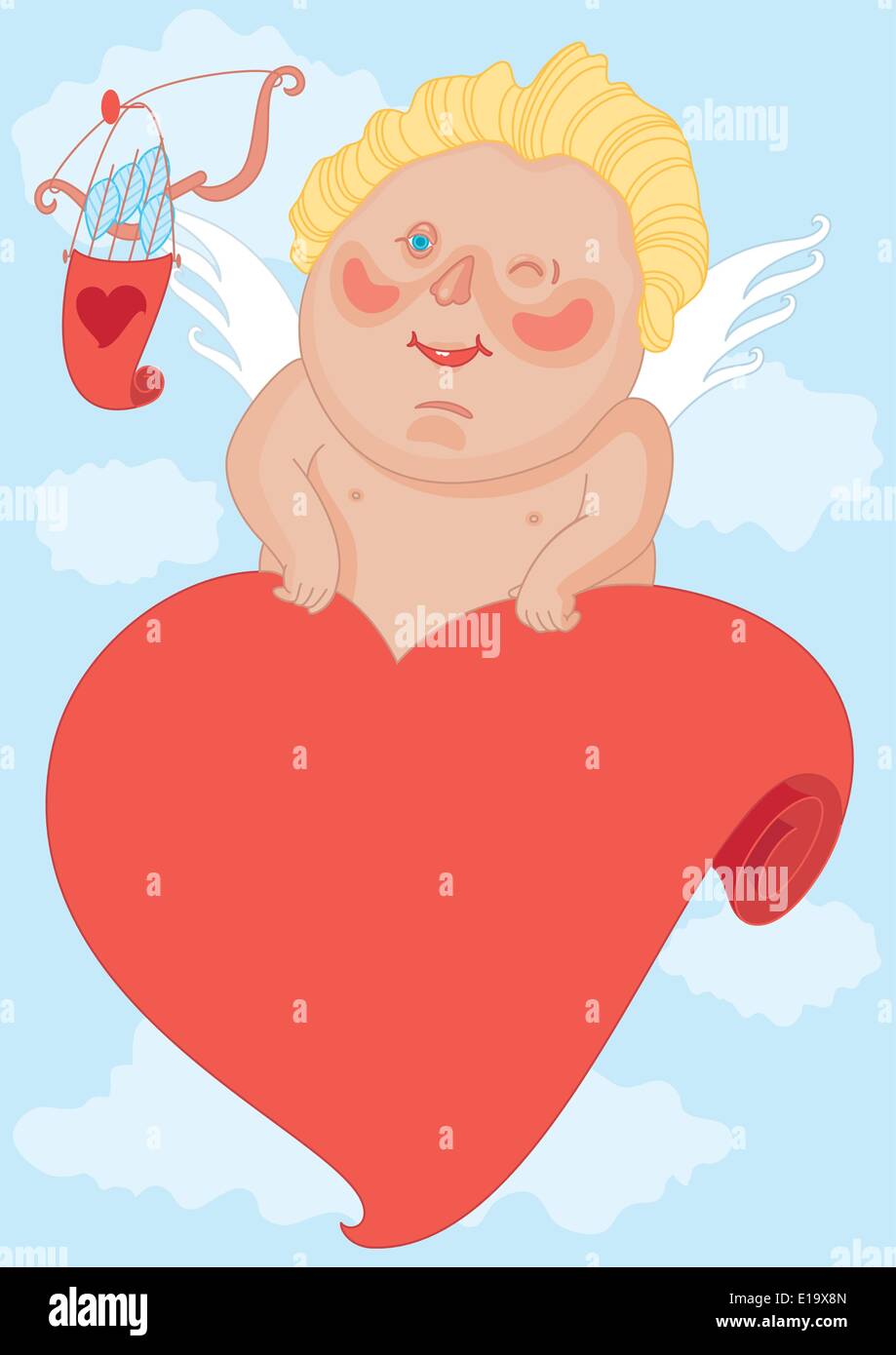 Carte postale Cupidon, vecteur de winks Illustration de Vecteur