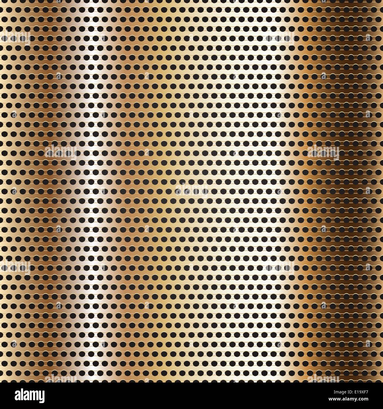 Surface de métal chrome transparent, fond perforé feuille d'or Illustration de Vecteur