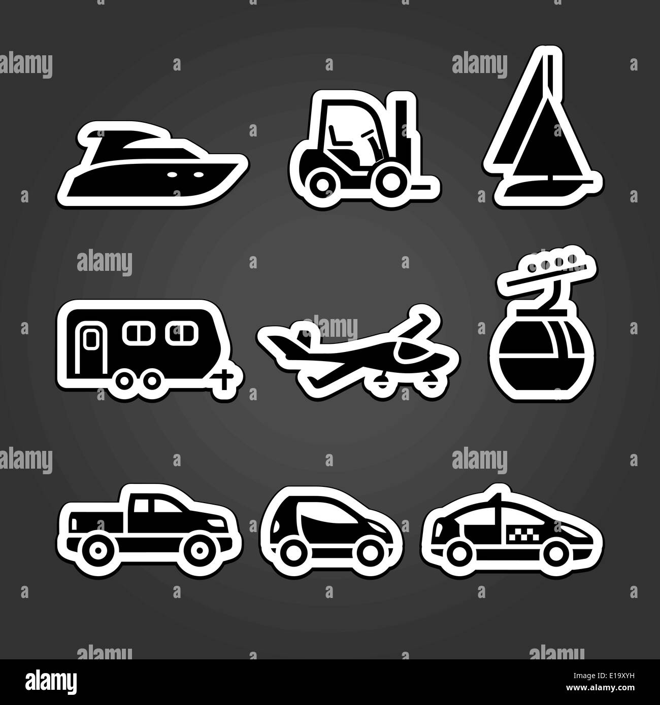 Set transportation icons autocollants Illustration de Vecteur