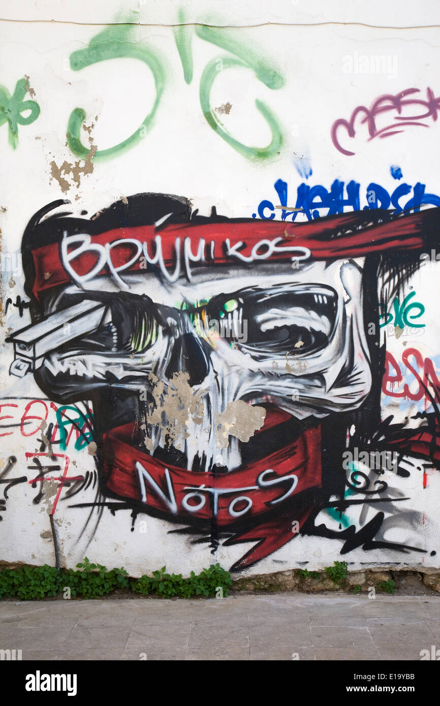 Graffiti dans Rethymnon, Crète. Banque D'Images