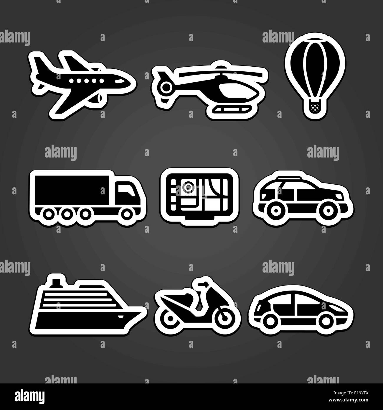 Set transportation icons autocollants Illustration de Vecteur