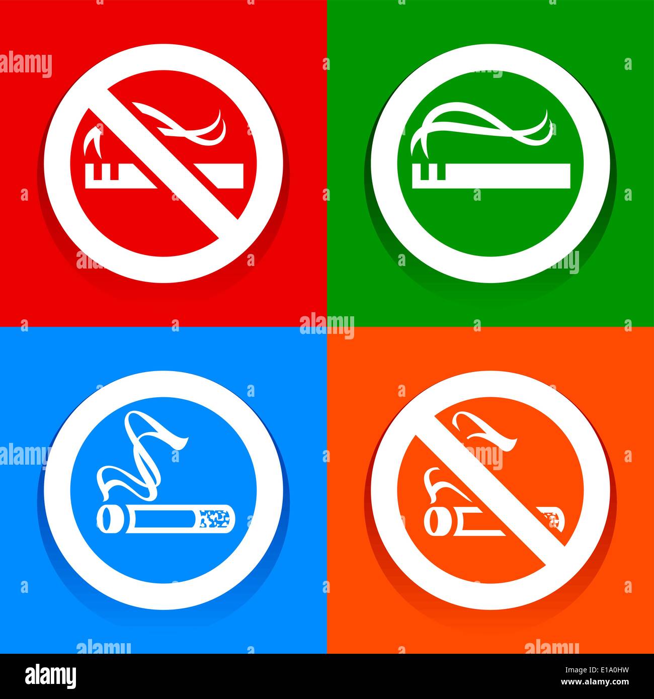 Autocollants multicolores. Les étiquettes de zone non fumeur Illustration de Vecteur