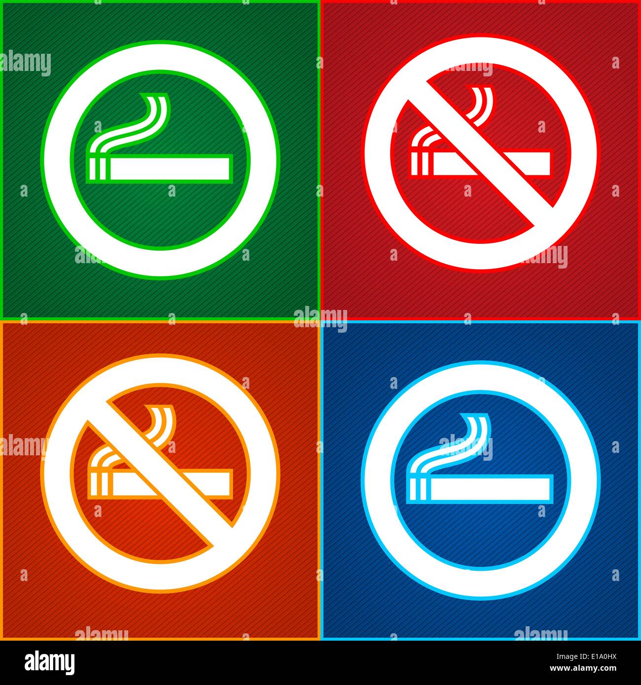 Les panneaux autocollants set - Fumeurs étiquettes Illustration de Vecteur