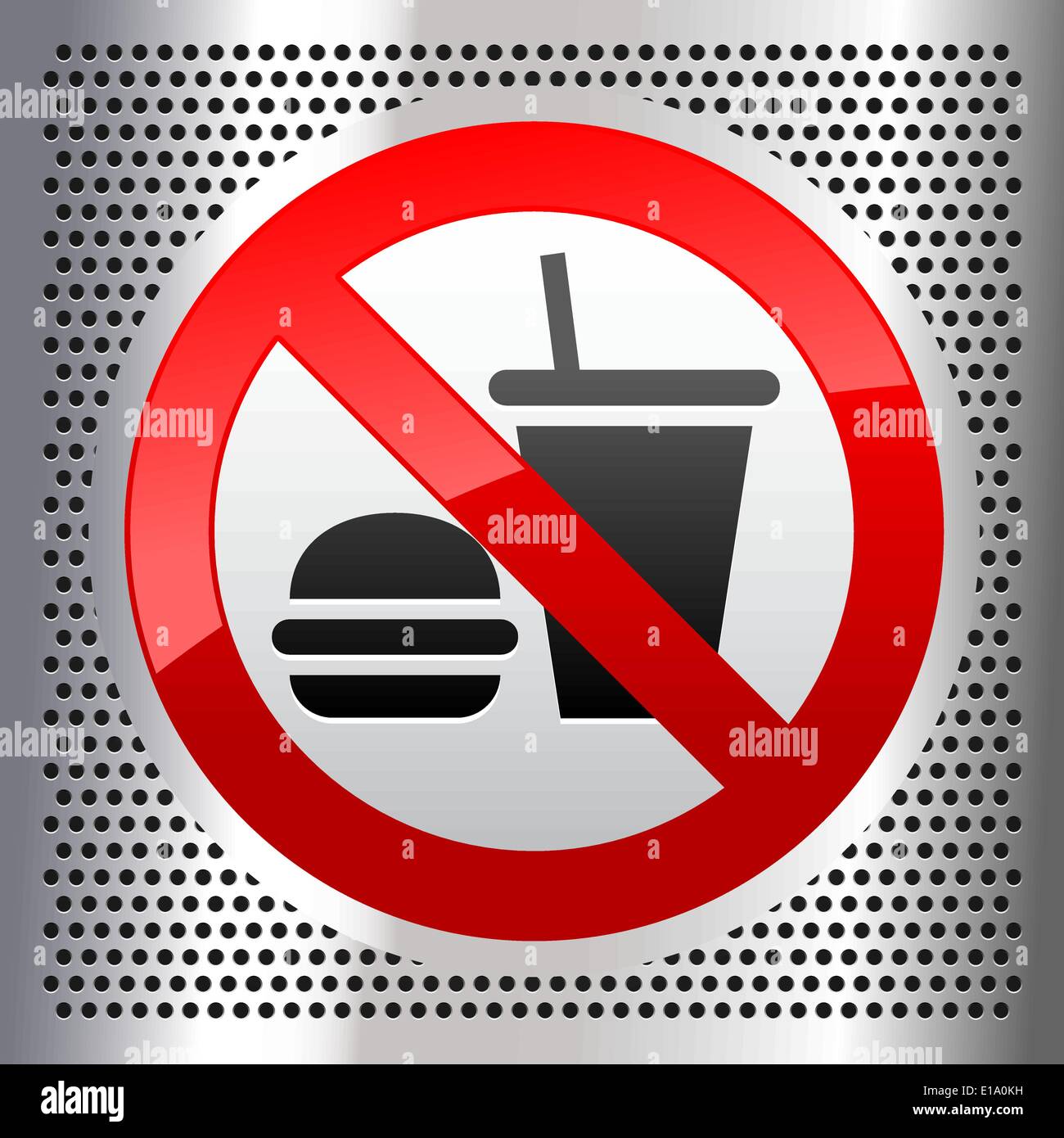 Symbole sur une feuille métallique en acier inoxydable perforé Illustration de Vecteur