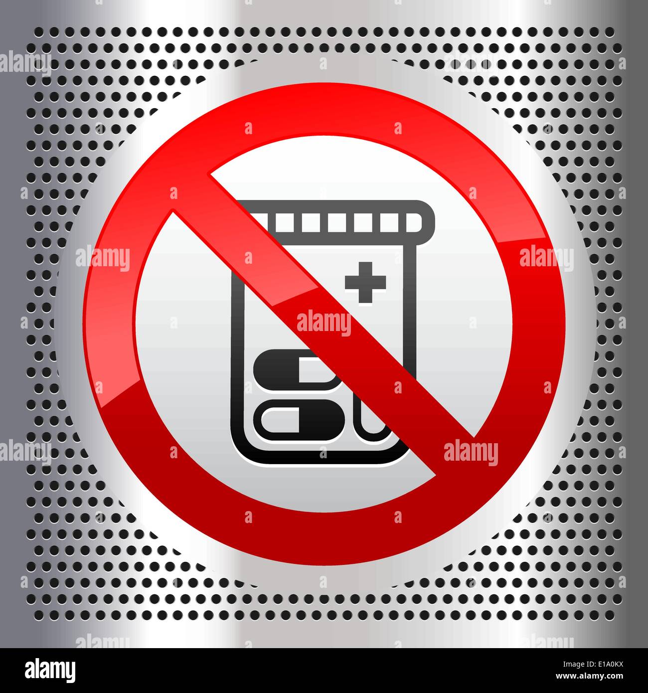 Les comprimés de symbole sur une feuille métallique en acier inoxydable perforé Illustration de Vecteur